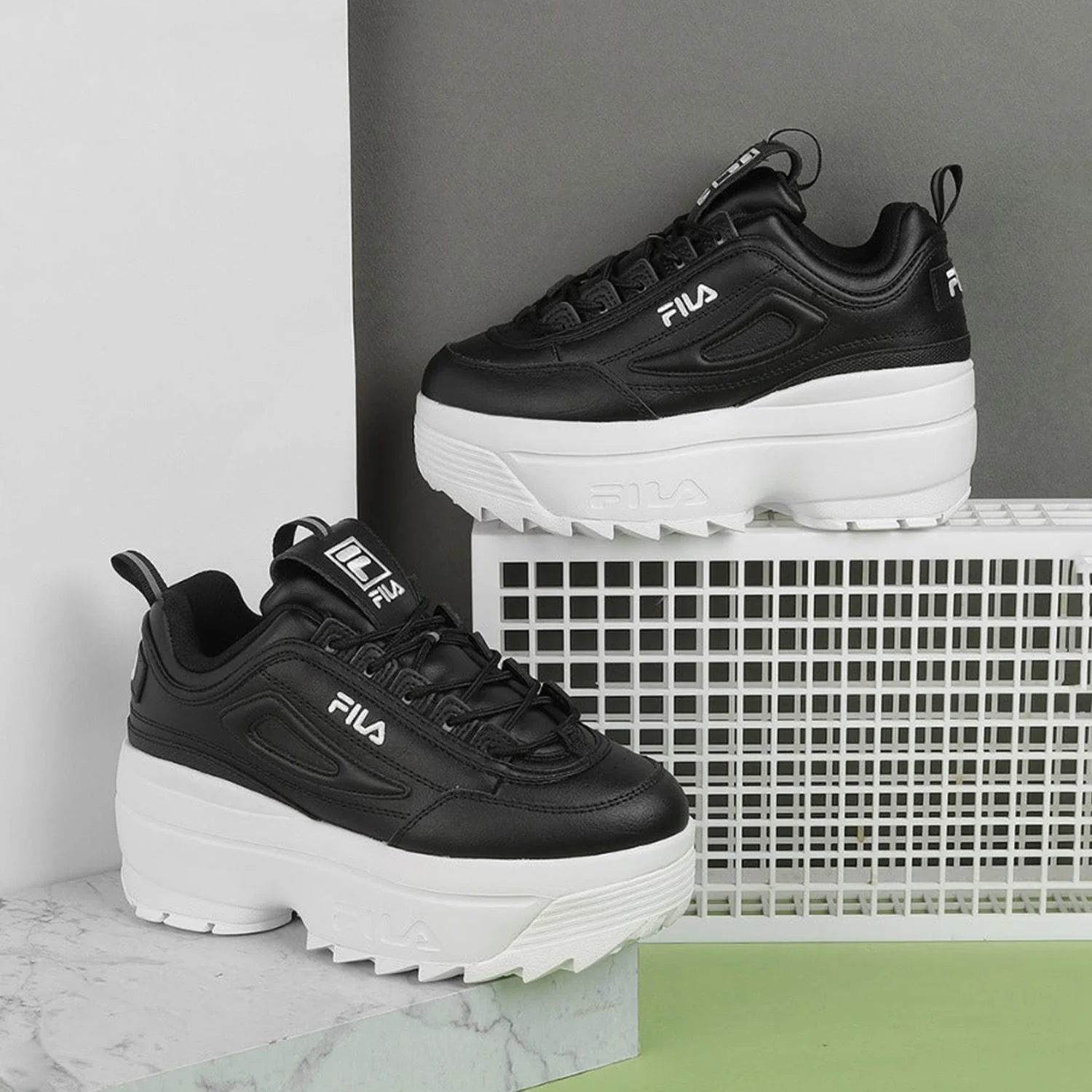 Fila Womens Disruptor Ii Wedge Black Sneakers - image 2