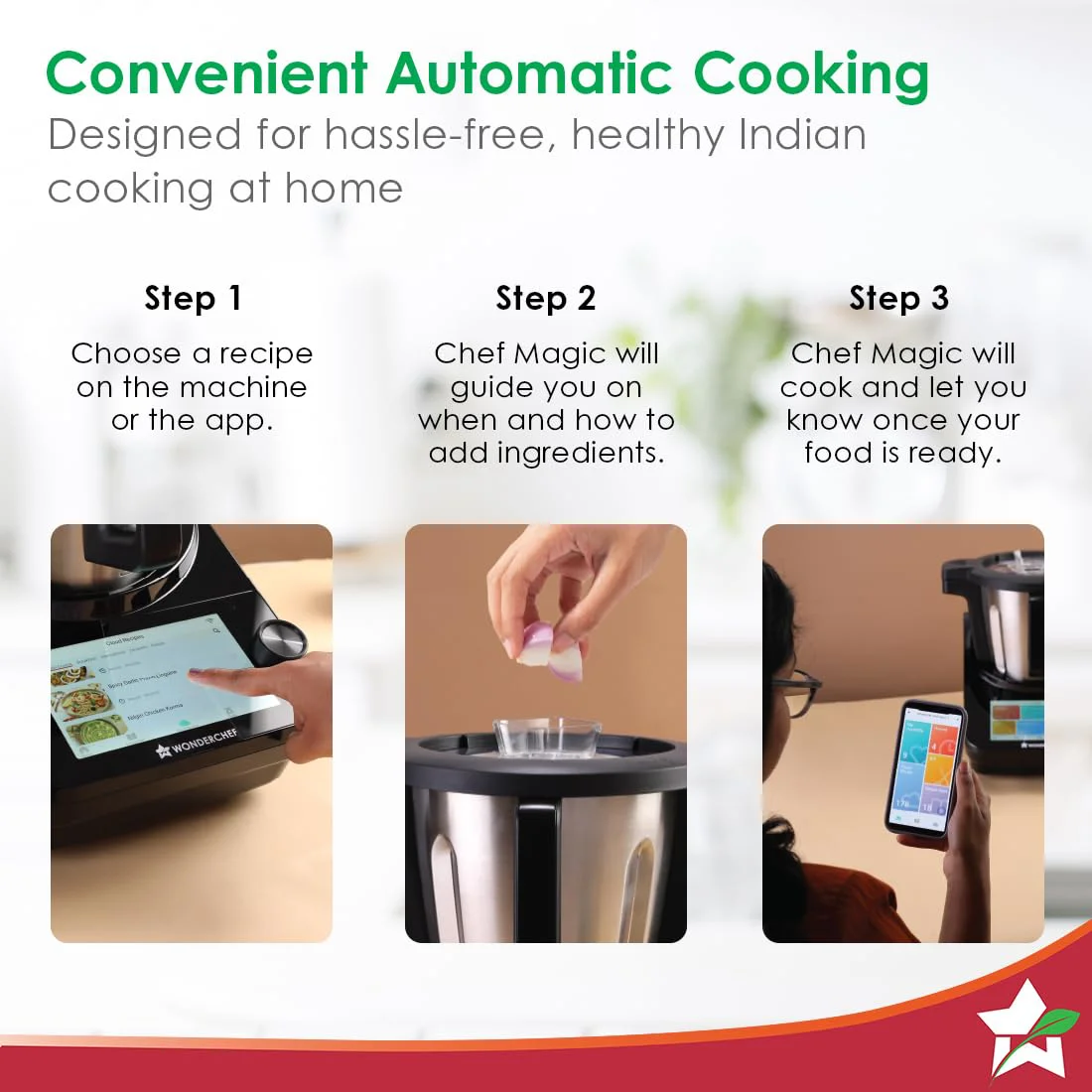 Wonderchef Chef Magic | All-in-One Kitchen Robot | Automatic Chopping, Sautéing, Stirring, Kneading, Steaming & more | Wi-fi & Mobile App | Pre-Loaded Recipes by Chef Sanjeev Kapoor | 2 Year Warranty (Indian Plug) - image 2