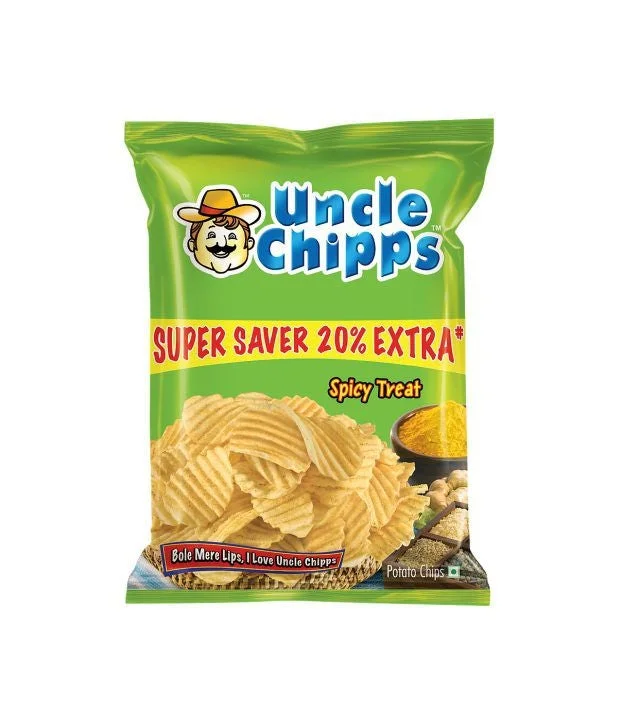 50x Uncle Chipps, Spicy Treat, Potato Chips, Pack of 50 (52 G each)