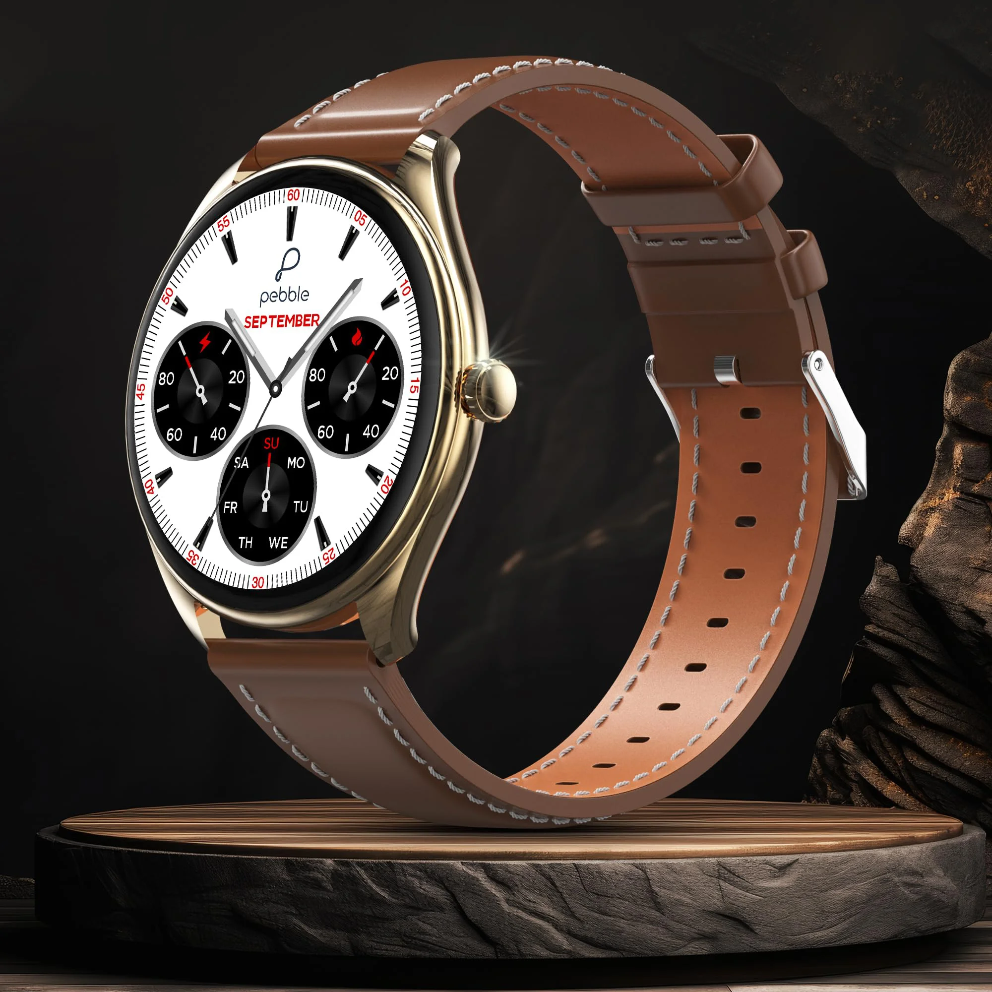 Pebble Royale Legend | 1.43" AMOLED Display | Ultra-Slim Premium Build | Always-On Display | Bluetooth Calling | Health Tracking & Smart Features (Brown) - image 2