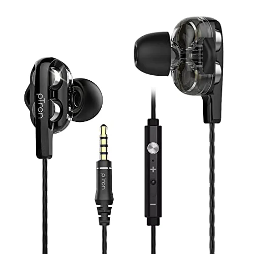 pTron Boom Ultima V2 Dual Driver, in Ear Gaming Wired Earphones with Mic, Volume Control, Passive Noise Cancelling Boom 3 with 3.5mm Audio Jack & 1.2M Tangle-Free Cable (Black) - image 1
