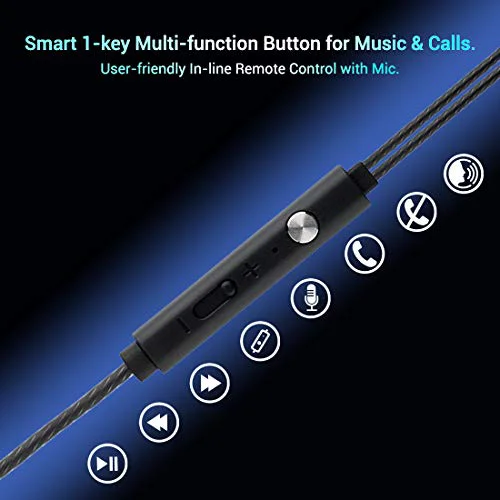 pTron Boom Ultima V2 Dual Driver, in Ear Gaming Wired Earphones with Mic, Volume Control, Passive Noise Cancelling Boom 3 with 3.5mm Audio Jack & 1.2M Tangle-Free Cable (Black) - image 2