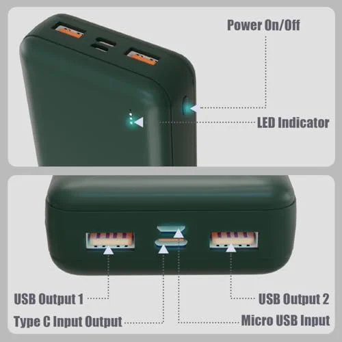 pTron Dynamo Classic 20000mAh 22.5W Power Bank, Supports VOOC/Wrap/Dash USB Charging, 20W PD Fast Charging, 3 Outputs, 2 Inputs Type-C/PD & Micro USB, Multi Layers of Protection (Green) - image 2