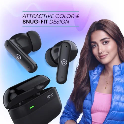 pTron Newly Launched Zenbuds 1 ANC Earbuds, 28dB Active Noise Cancellation TWS, Quad Mic TruTalk ENC Calls, 60Hrs Playtime, 45ms Game/Movie Mode & in-Ear Bluetooth 5.3 Wireless Headphones (Black) - image 2