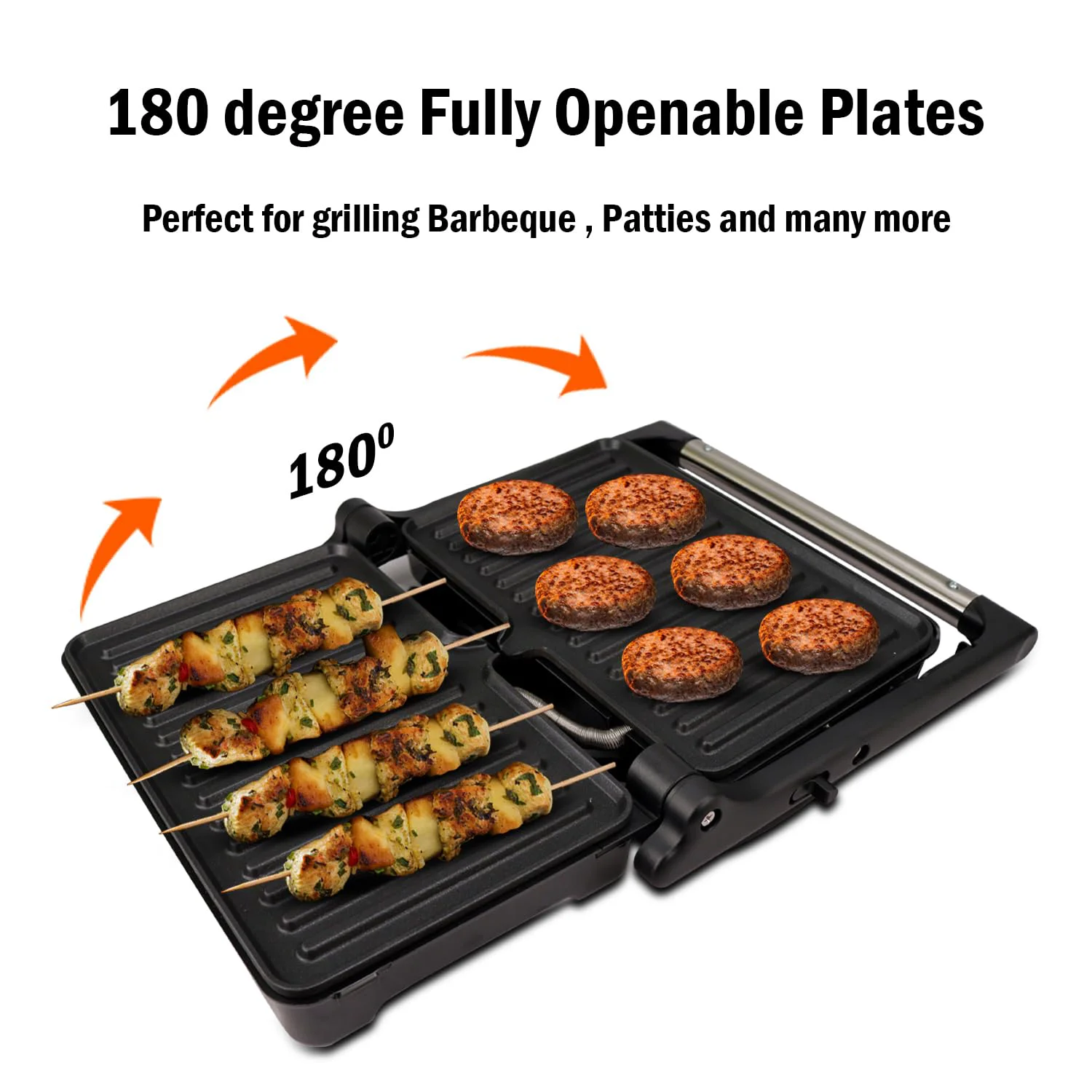 iBELL SM1700G Sandwich Maker with Floating Hinges, 1700Watt, 180 Degree Openable Plates for Grill/Toast, Temperature Control Knob (Black) - image 1