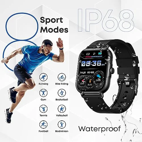 pTron Newly Launched Reflect Callz Smartwatch with Bluetooth Calling, 1.85" Full Touch Display, 600 NITS, Digital Crown, 100+ Watch Faces, HR, SpO2, Sports Mode, 5 Days Battery Life & IP68 (Black) - image 1