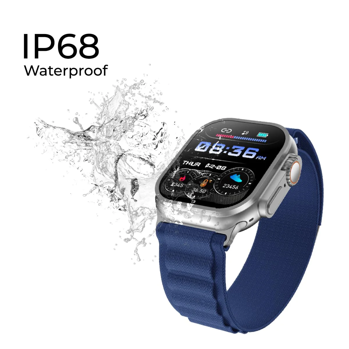 pTron Newly Launched Reflect Pro Plus Smartwatch, Bluetooth Calling, 2.01" Full Touch Display, 650 NITS, Digital Crown,Metal Frame,100+ Watch Faces, HR, SpO2, Voice Assist, 5 Days Battery Life (Blue) - image 1