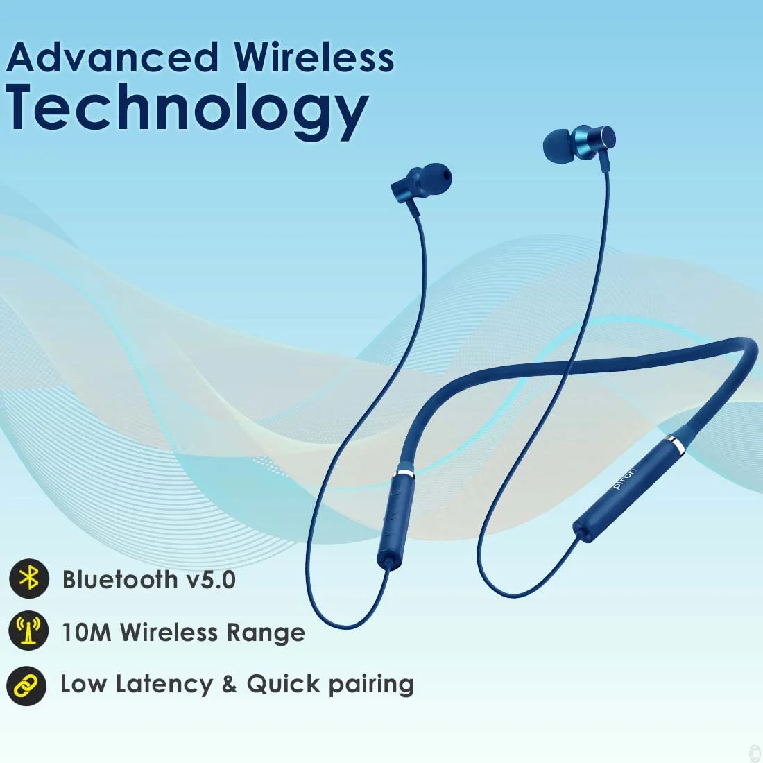 pTron Tangentbeat in-Ear Bluetooth Wireless Headphones with Mic, Punchy Bass, 10mm Drivers, Clear Calls, Dual Pairing, Fast Charging, Magnetic Buds, Voice Assist & IPX4 Wireless Neckband (Dark Blue) - image 2
