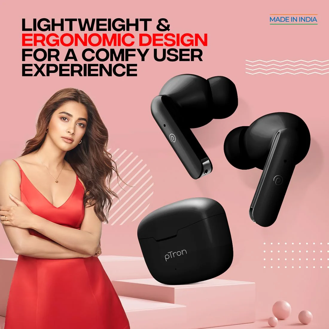 pTron Bassbuds Duo in-Ear Bluetooth 5.1 Wireless Headphones, Stereo Audio, Touch Control TWS Earbuds with HD Mic, Type-C Fast Charging, IPX4 Water Resistant & Voice Assistance - image 2