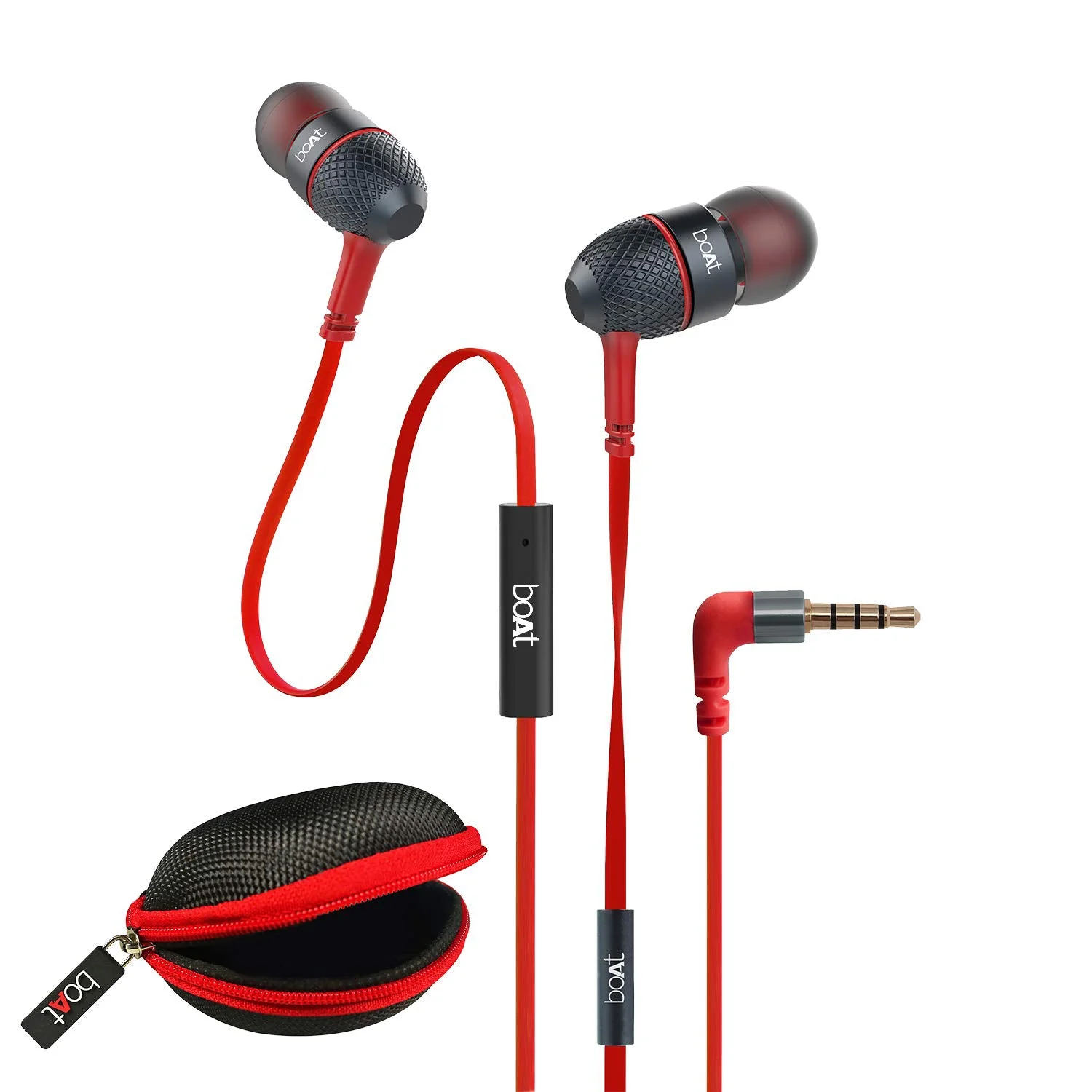 boAt Bassheads 225 Wired in Ear Earphone with Mic(Red, Carry Case) - image 1