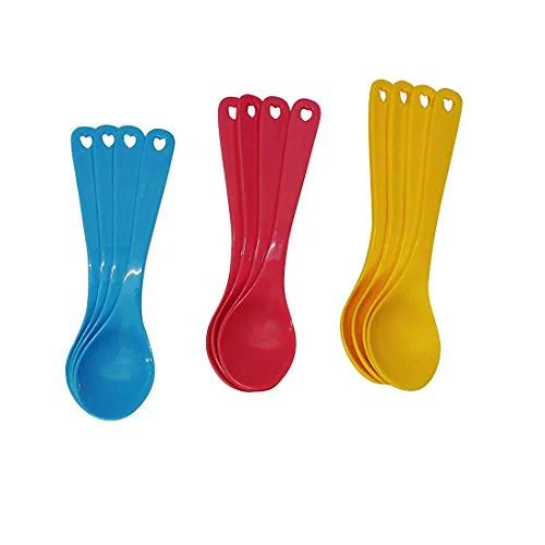 faas 12 Pcs Food Plastic Spoon Set for Baby Feeding Plastic Table Spoon Set Plastic Tea Spoon, Coffee Spoon Set - image 1